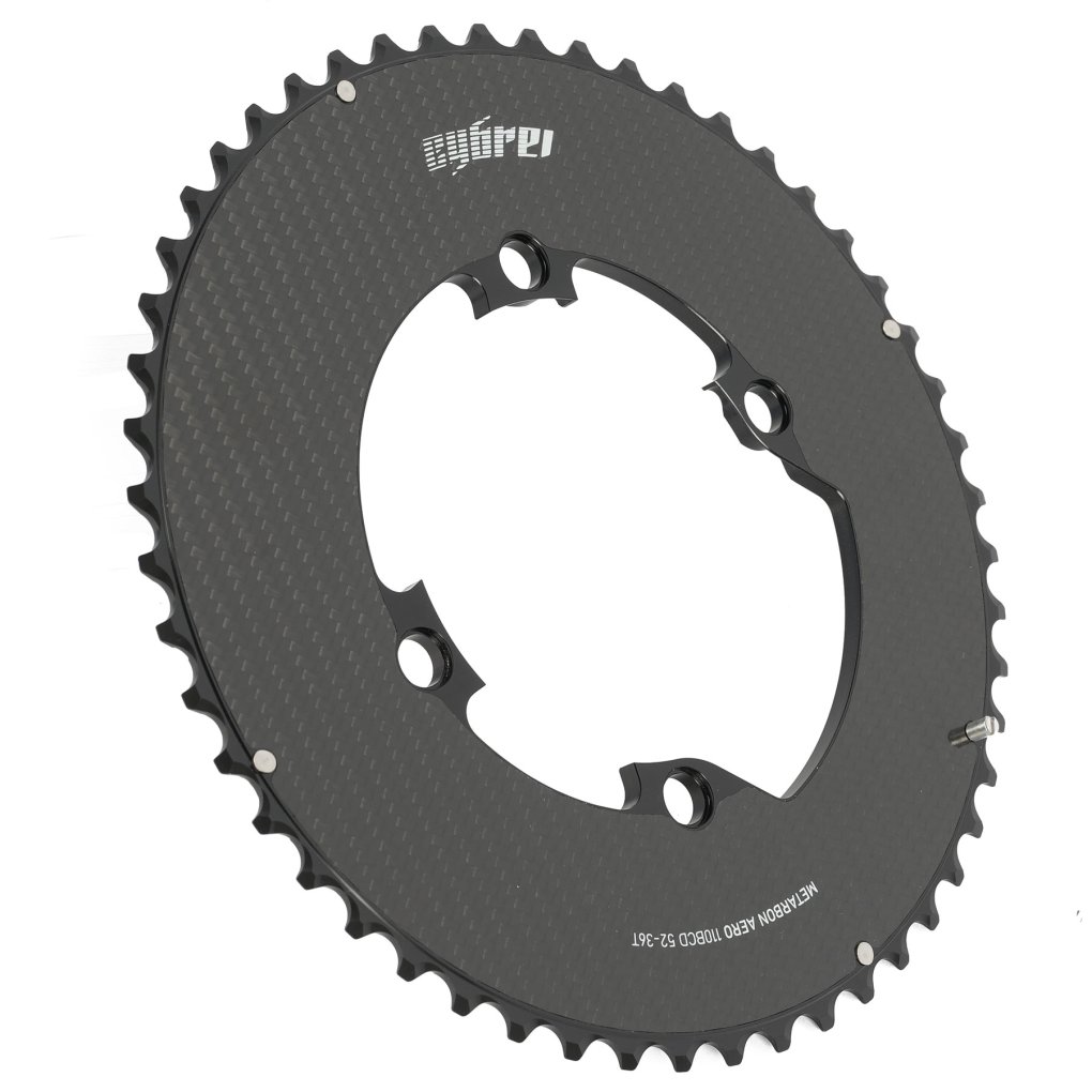 Cybrei Metarbon Aero Chainring - 2x - outer - BCD 104 - black