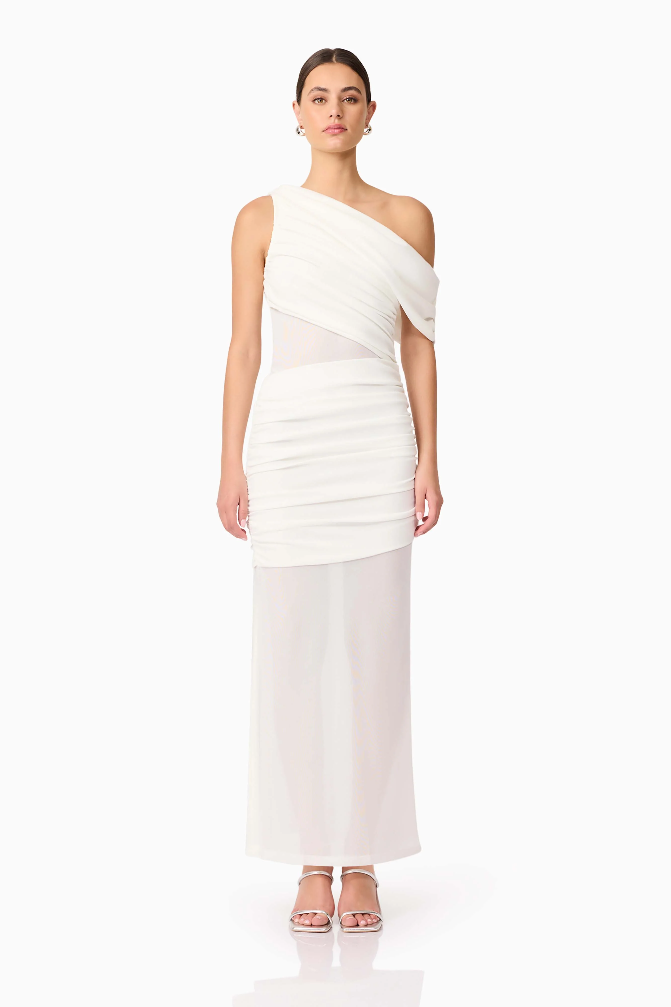 Darya Asymmetrical Gown in White