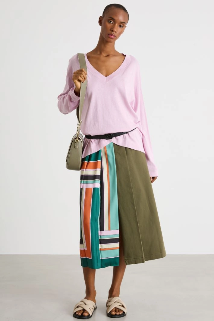 Printed twill skirt - GREEN