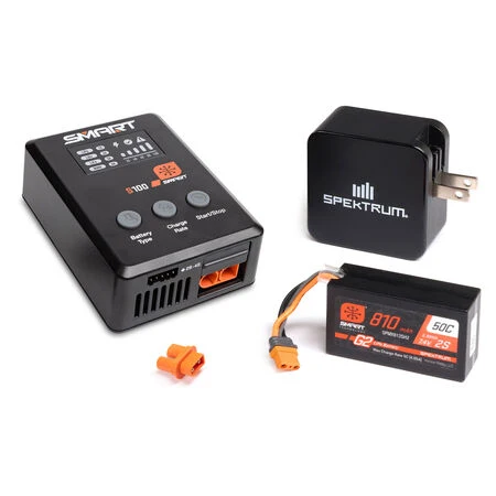 Smart G2 Powerstage Bundle: 810mAh 2S 50C LiPo Battery (IC2), S100 Charger, Spektrum SPMXPSS210