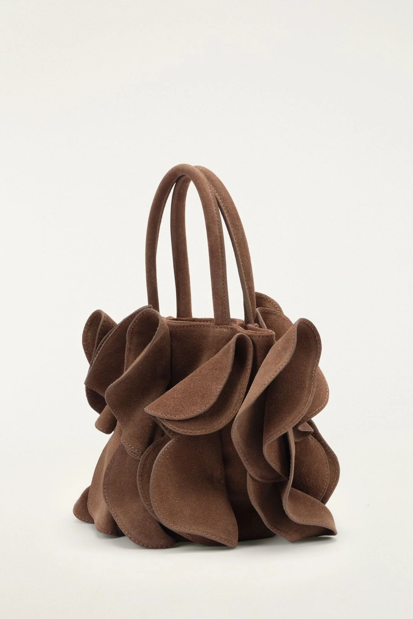 Brown Suede Flower Handbag