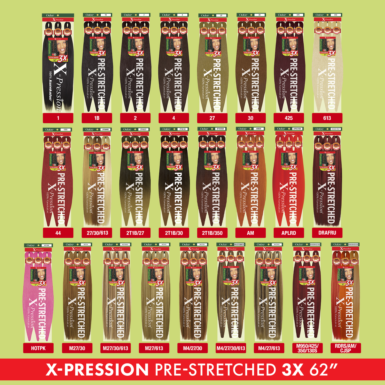 Outre Braids X-Pression Kanekalon 3X Pre Stretched Braid 62