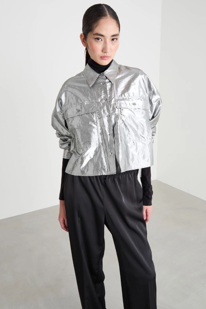 Boxy lamé shirt - SILVER