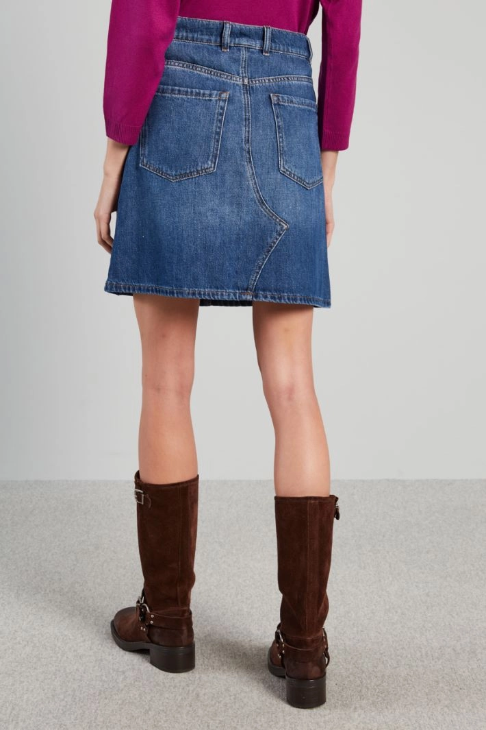 A-line denim skirt - DENIM BLUE