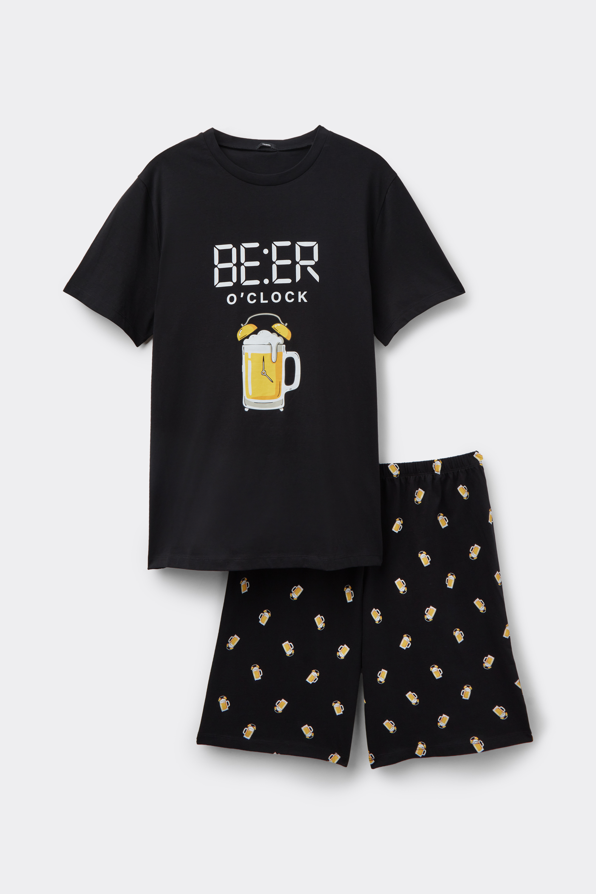 Short Cotton Pyjamas with Beer Print
