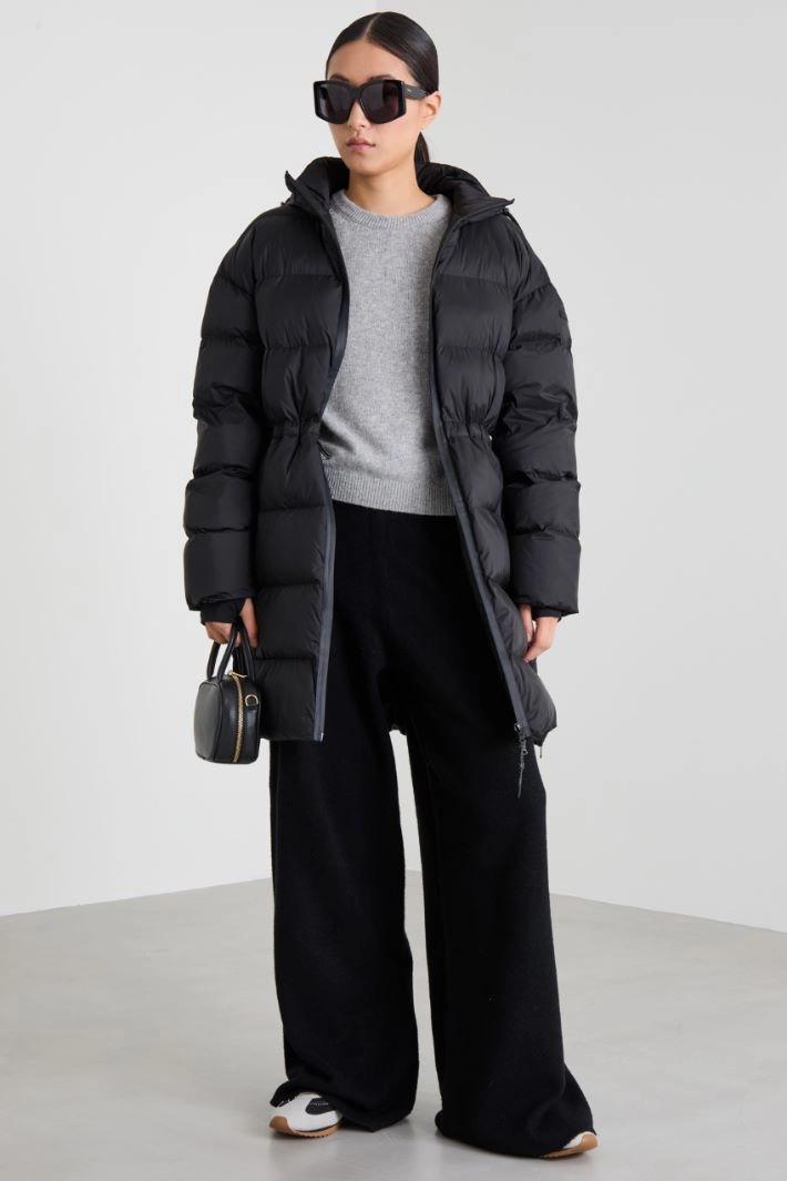 Drawstring puffer jacket - BLACK