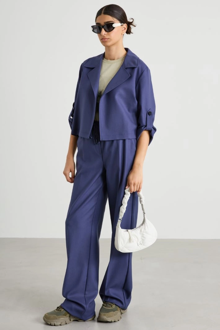 Wool drawstring trousers - BLUE