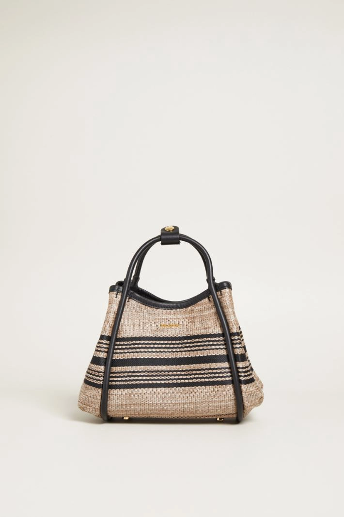 Raffia-effect jacquard bag - SAND BLACK