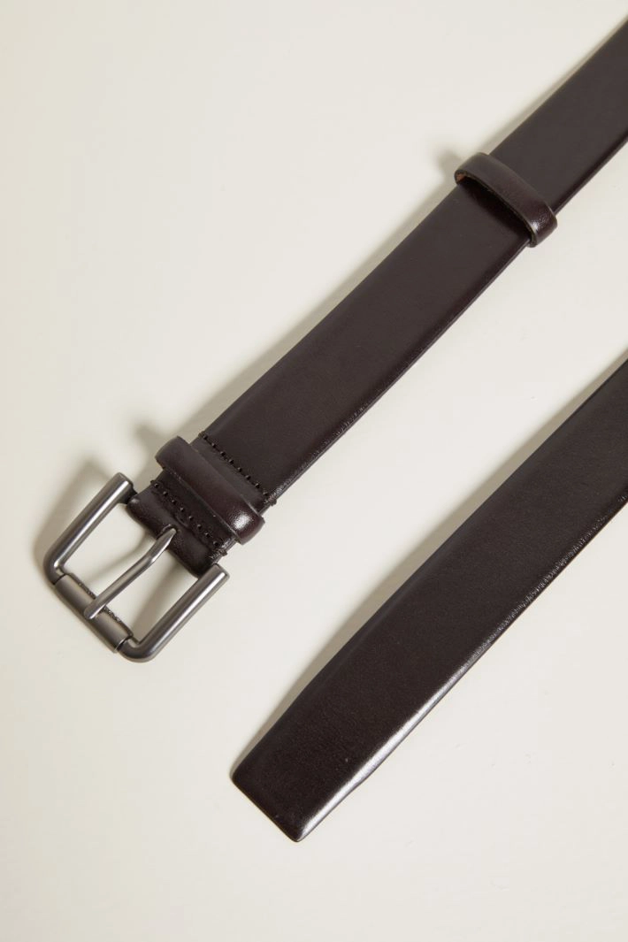 Belt in shiny leather - DARK BROWN