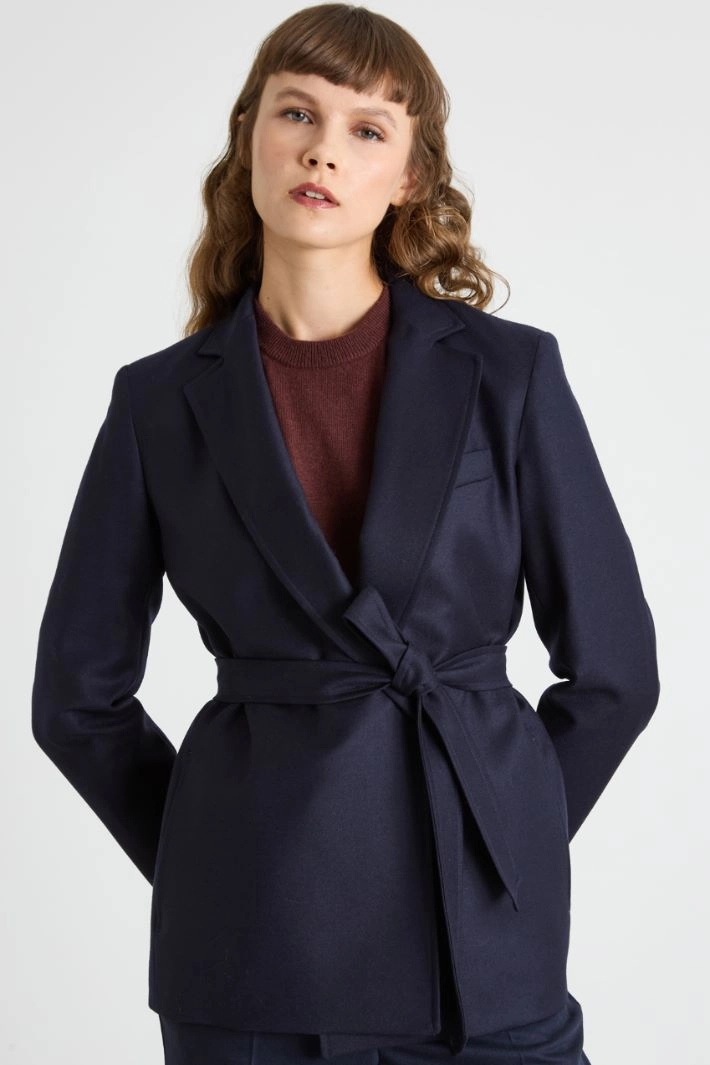 Wool flannel blazer - BLUE