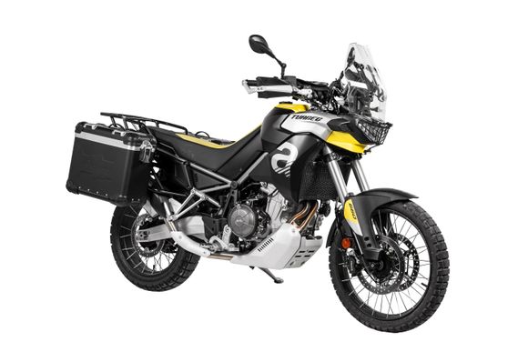 Touratech suitcase Complete kit ZEGA Evo 31/38 - Black support included - Black anodizedAPRILIA 660 TUAREG 660 - 2021 - 2026Ref: Trt01160A / 01-415-6882-0