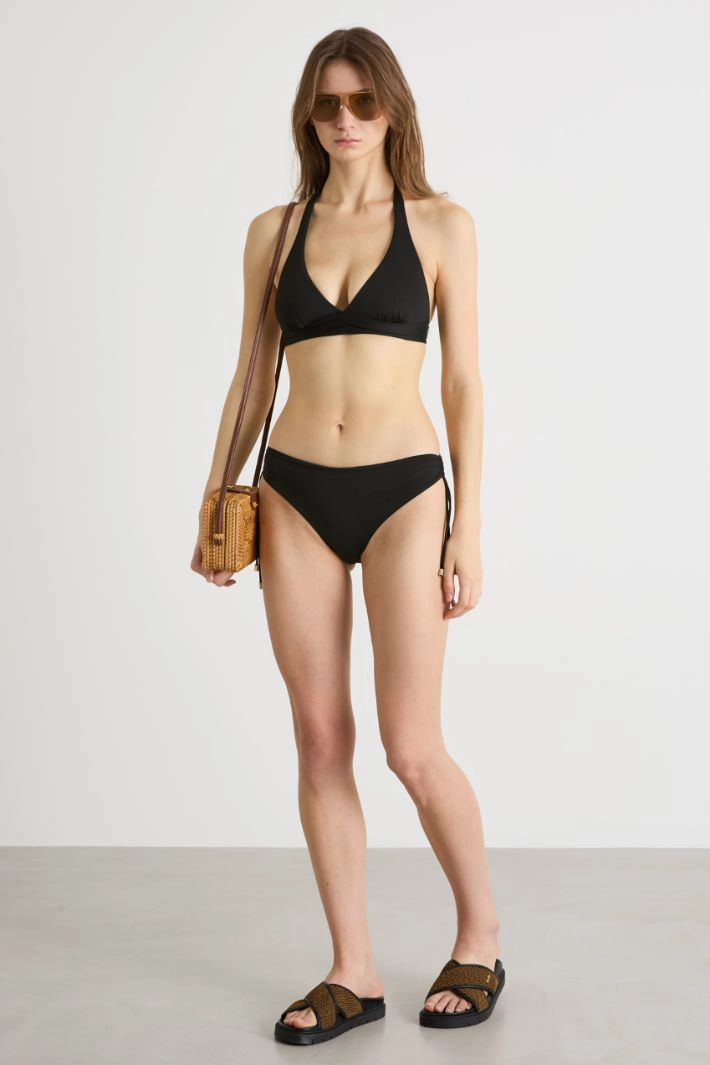 Jersey drawstring bikini bottoms - BLACK
