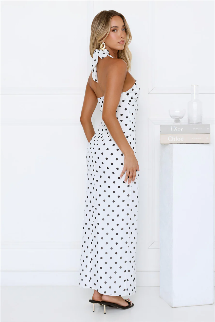 Chic Days Strapless Polka Dot Maxi Dress White