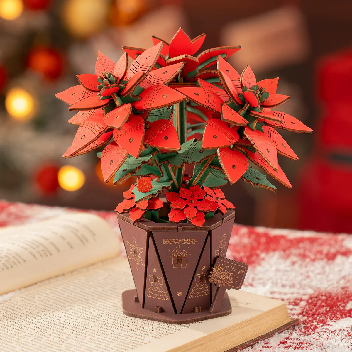 Robotime Poinsetta Wood Bloom Craft TF001