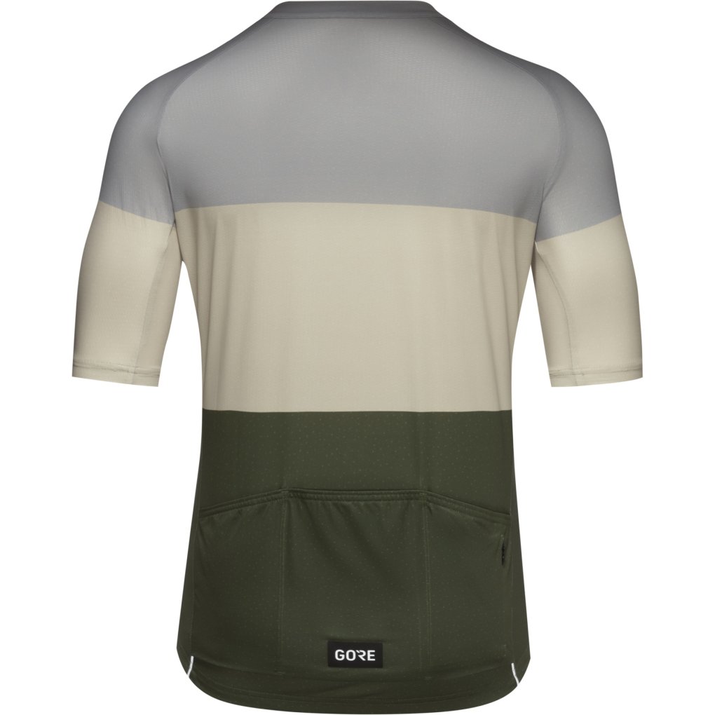 GOREWEAR Spirit Stripes Short Sleeve Jersey Men - lab gray / tech beige BFBG