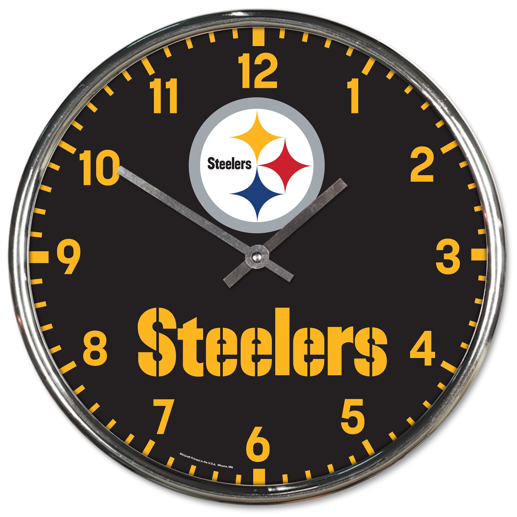 Pittsburgh Steelers Chrome NFL Team Design Wall Clock
