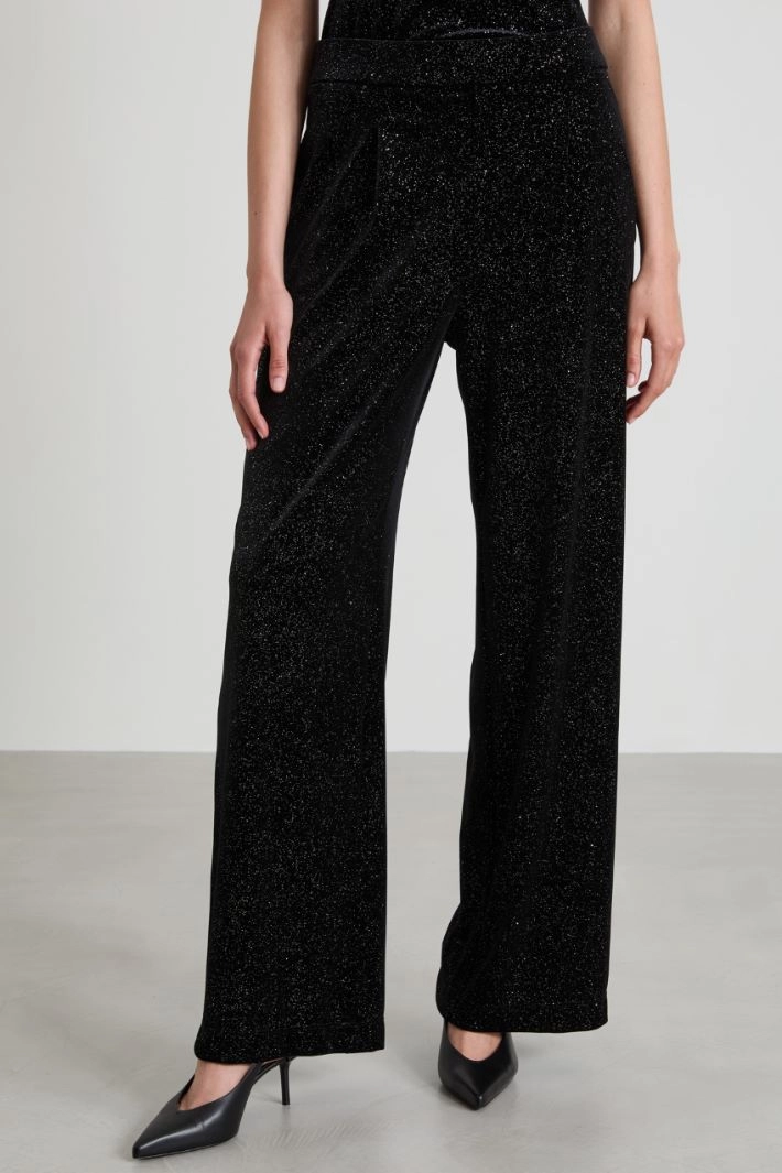 Glitter wide-leg trousers - BLACK