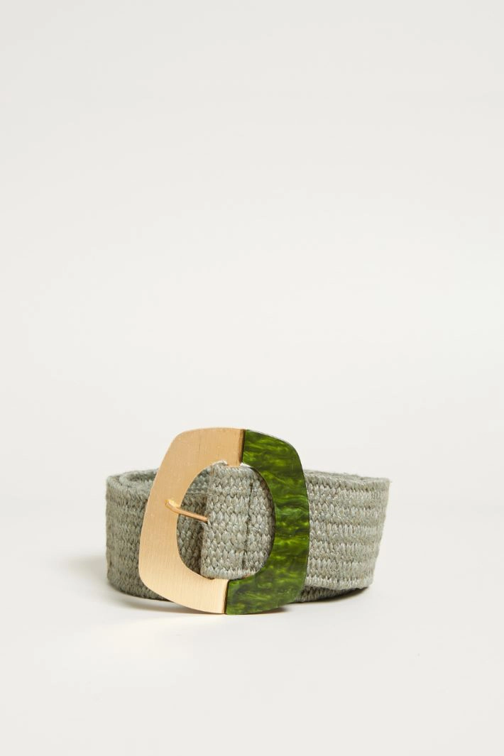 Raffia-effect belt - GREEN