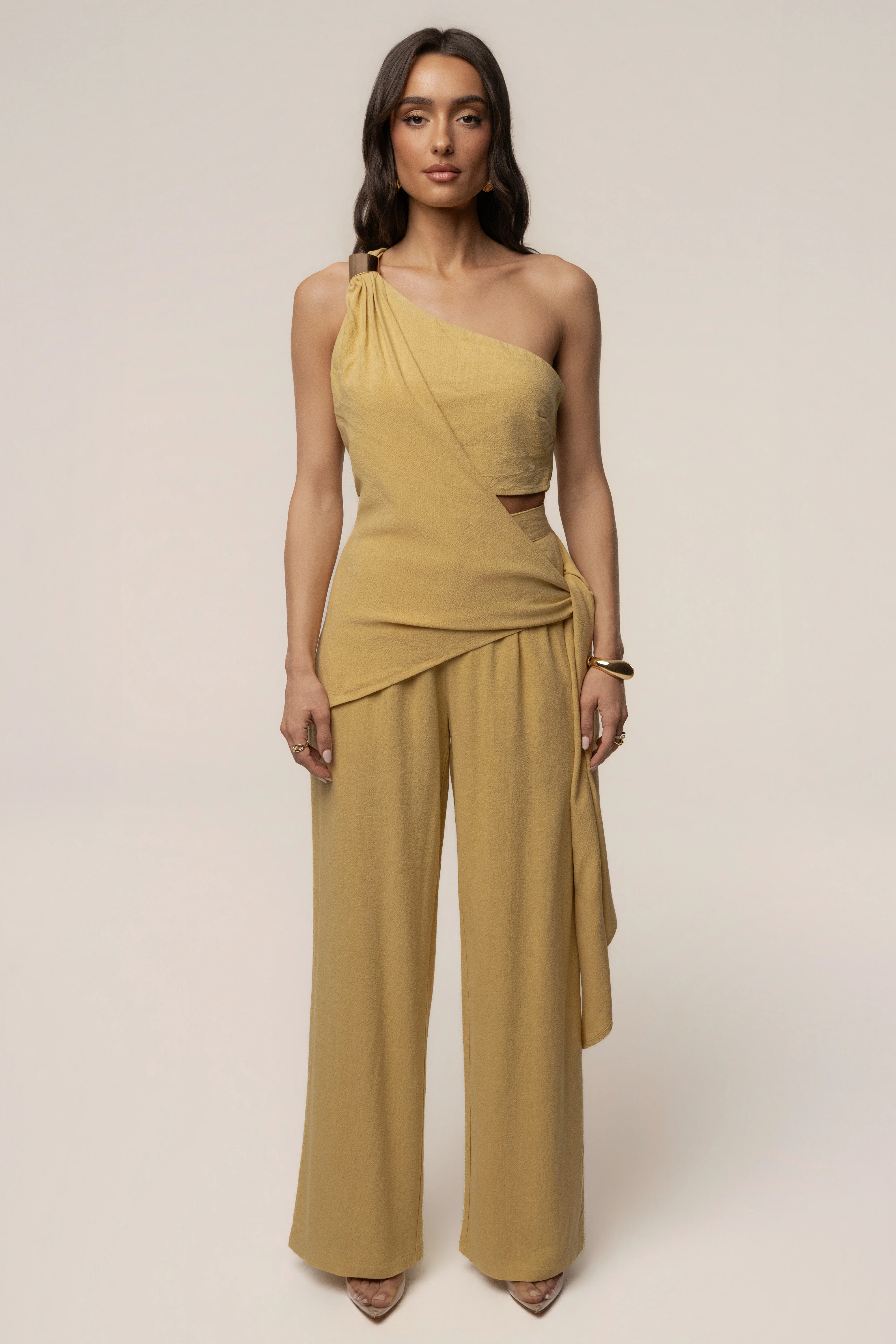 Yellow Palmera One Shoulder Top