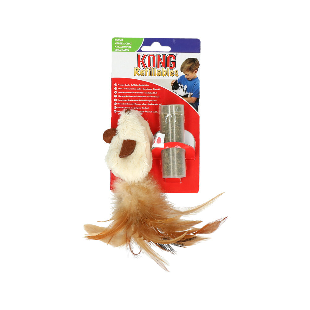 KONG Cat Refillable Catnip Feather Mouse - 16,5 cm