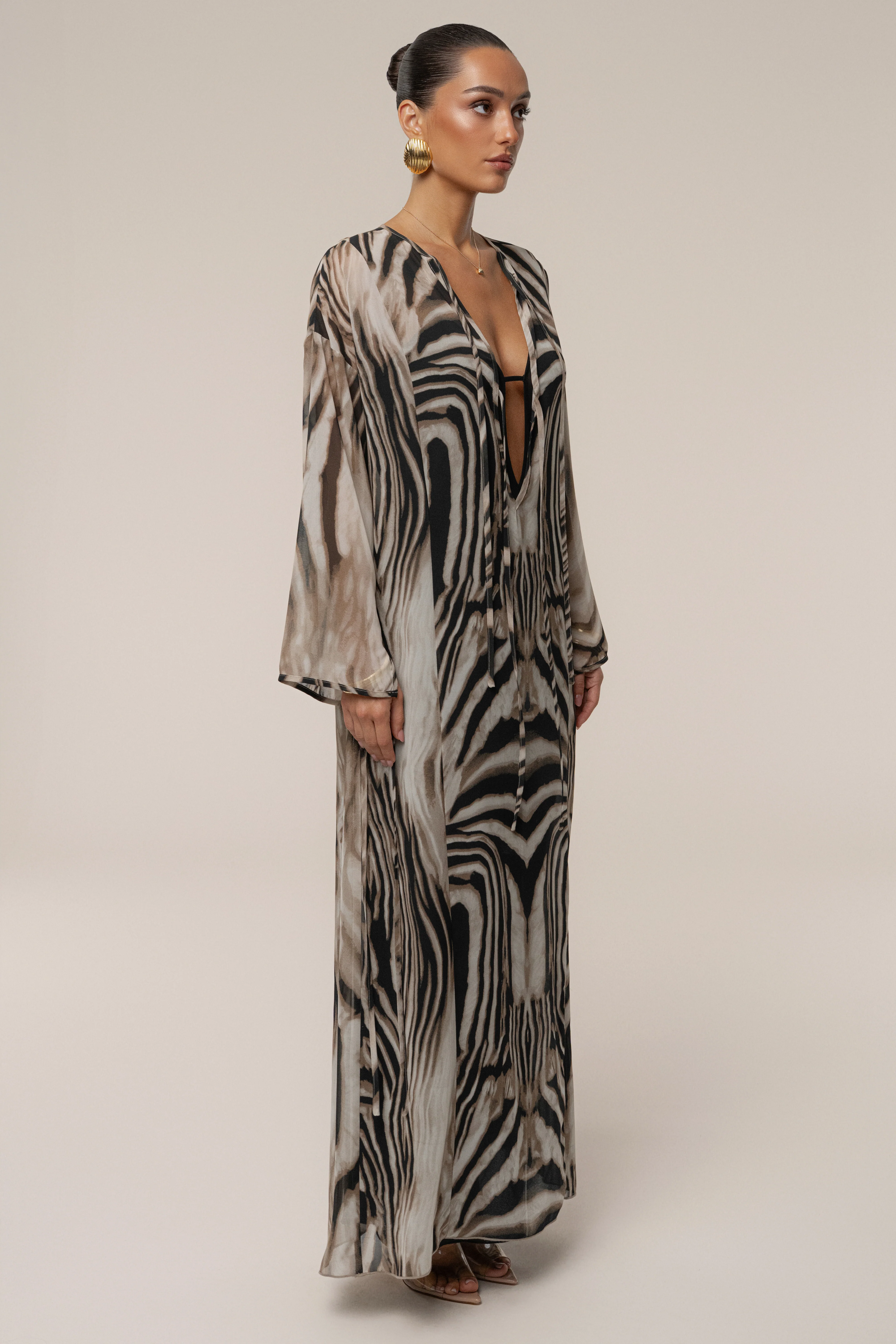 Brown Zebra Print New Vista Maxi Dress