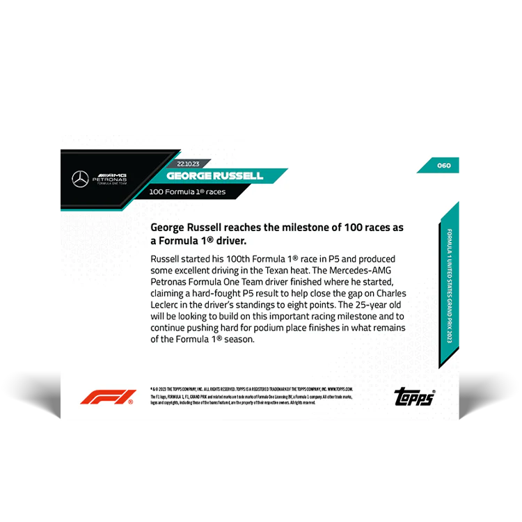 Topps UK - George Russell - 100 Formula 1® races - F1 TOPPS NOW® Card #60