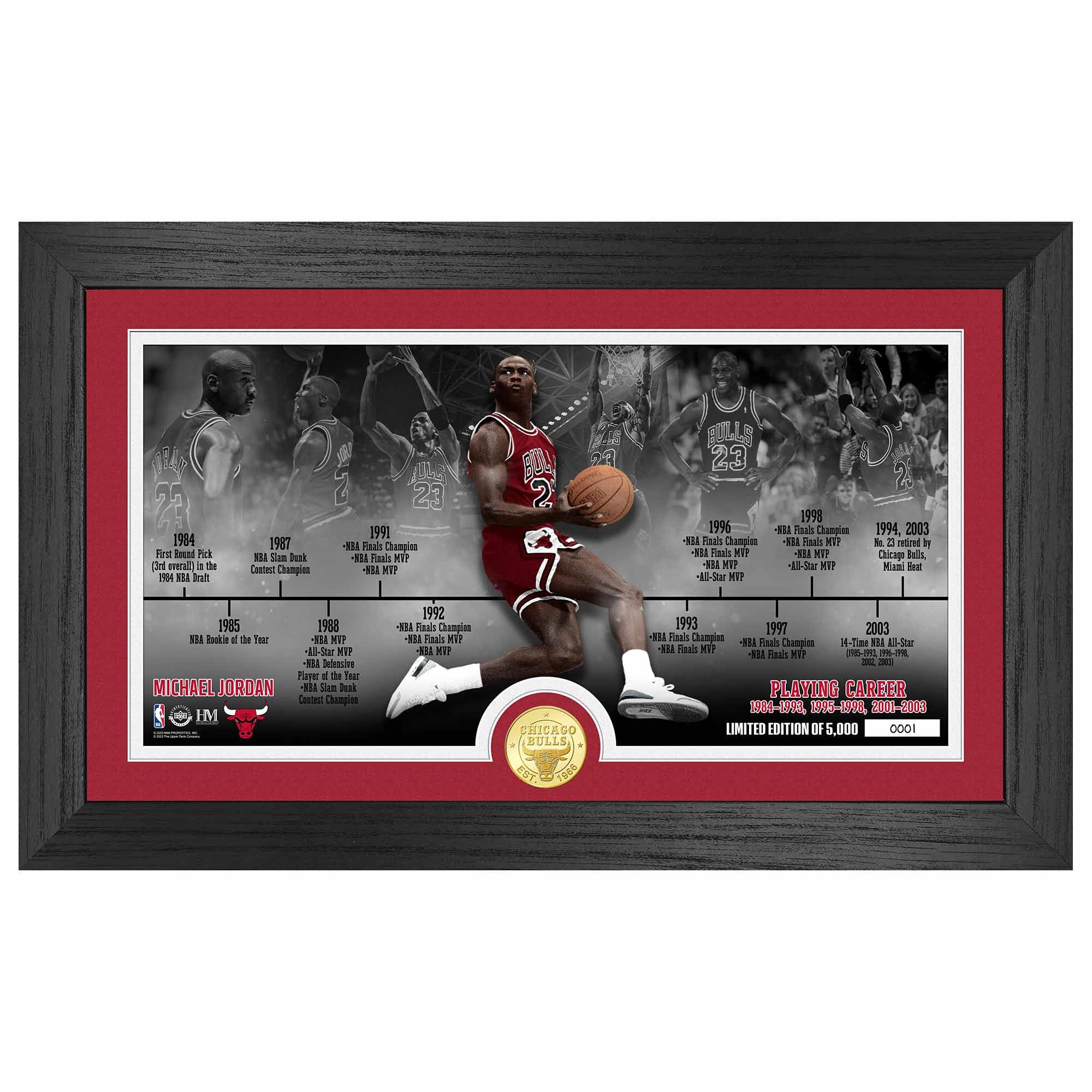 Michael Jordan Chicago Bulls Playing Career Bronze Coin Framed NBA Photo