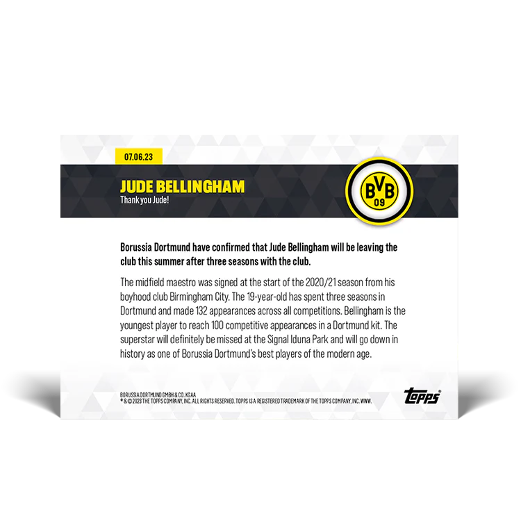 Topps UK - Thank you Jude! - BVB TOPPS NOW® Card #1