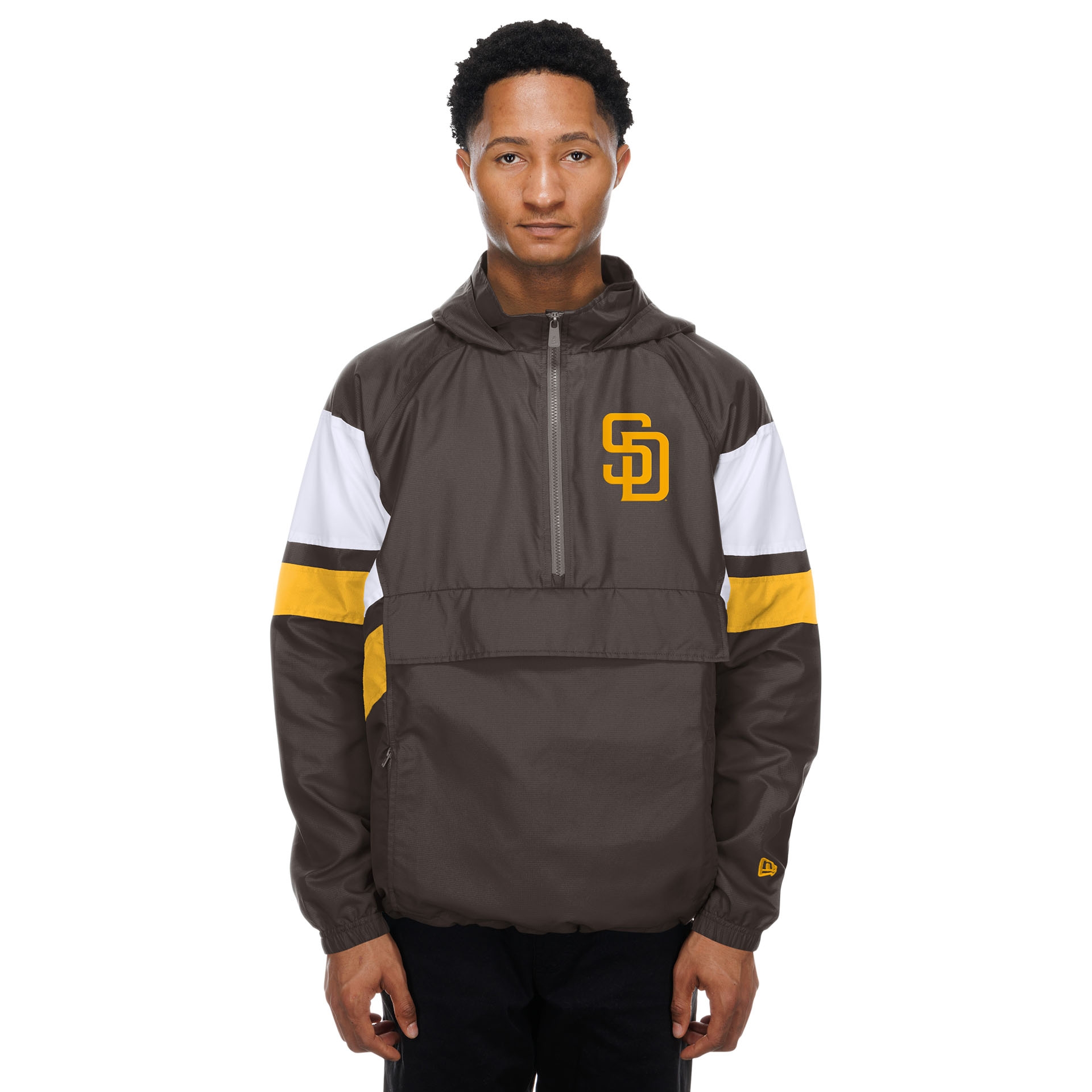 San Diego Padres MLB Quarter Zip Windbreaker Jacket Brown