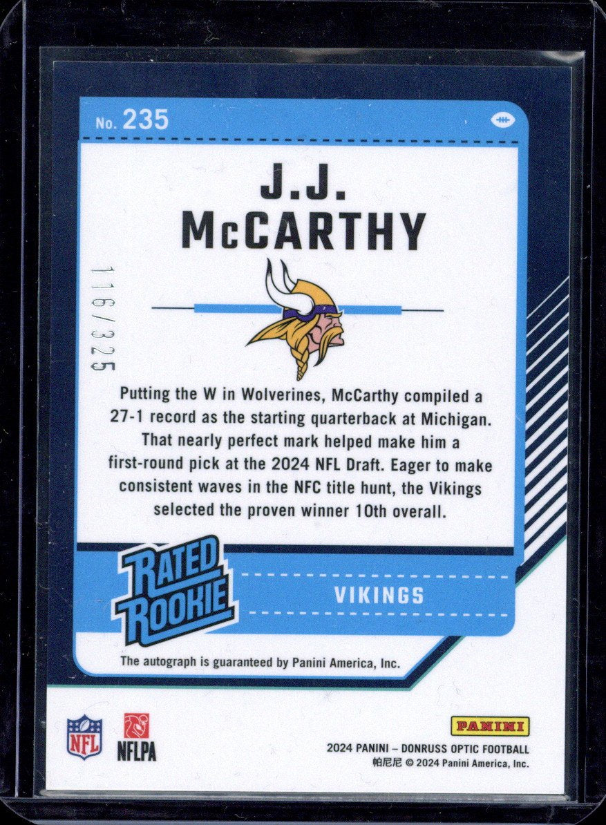 2024 Panini Optic JJ McCarthy Auto /325
