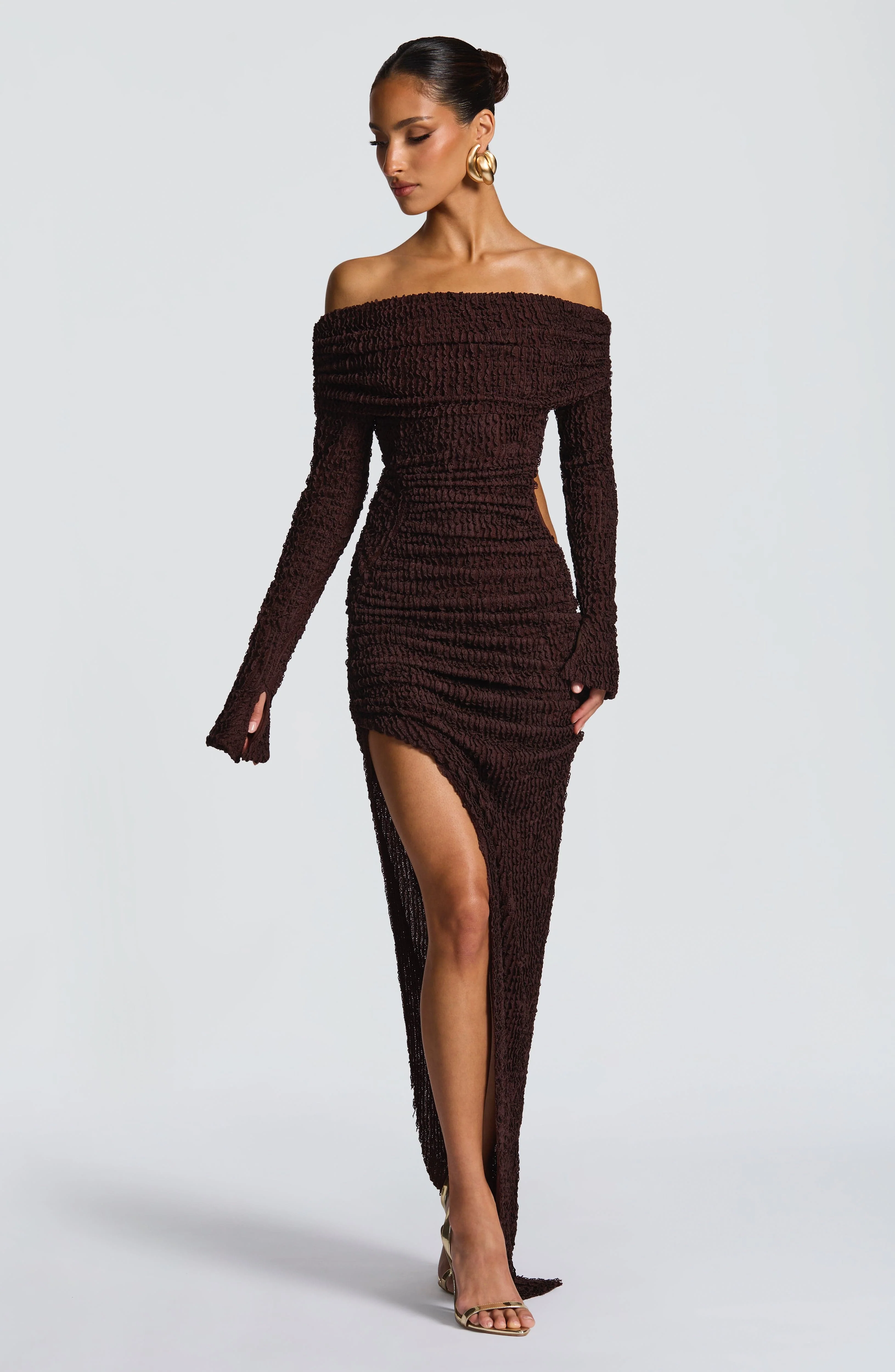 Adelphia Midi Dress - Plum Brown