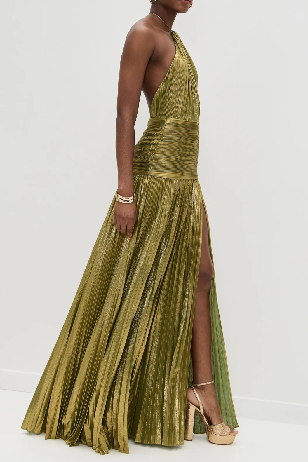 Halter Backless Split Tie Bodycon Maxi Dress