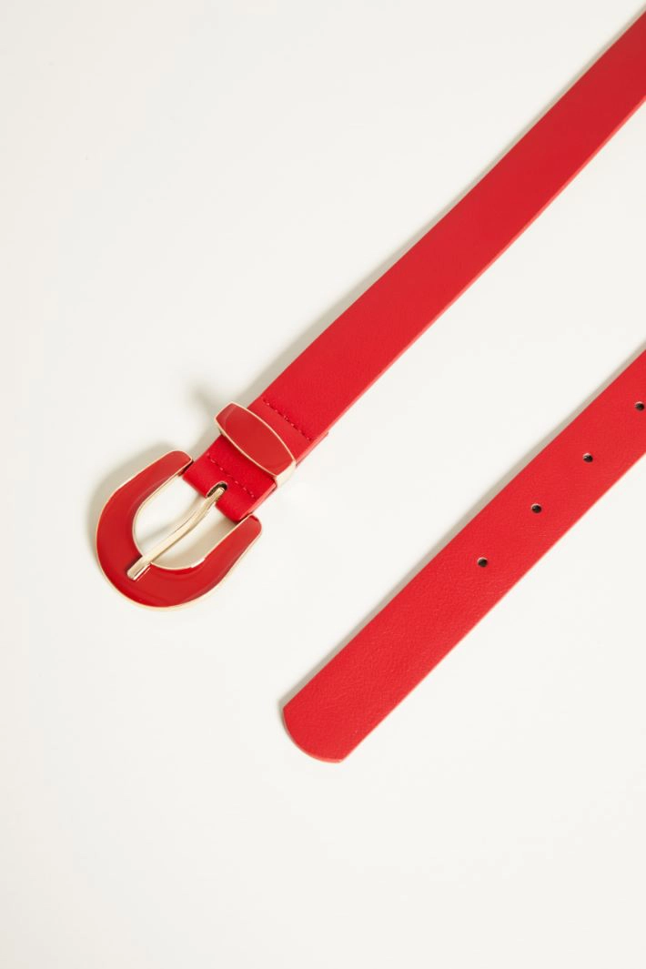 Lacquered buckle belt - RED