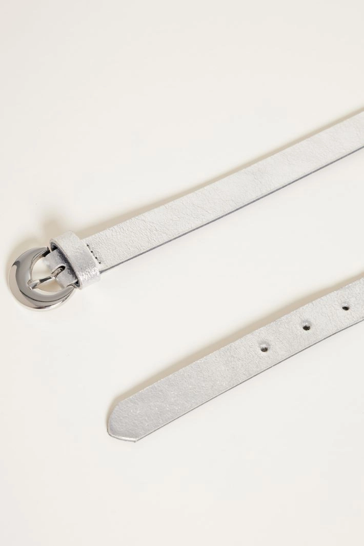 Metallic leather belt - SILVER
