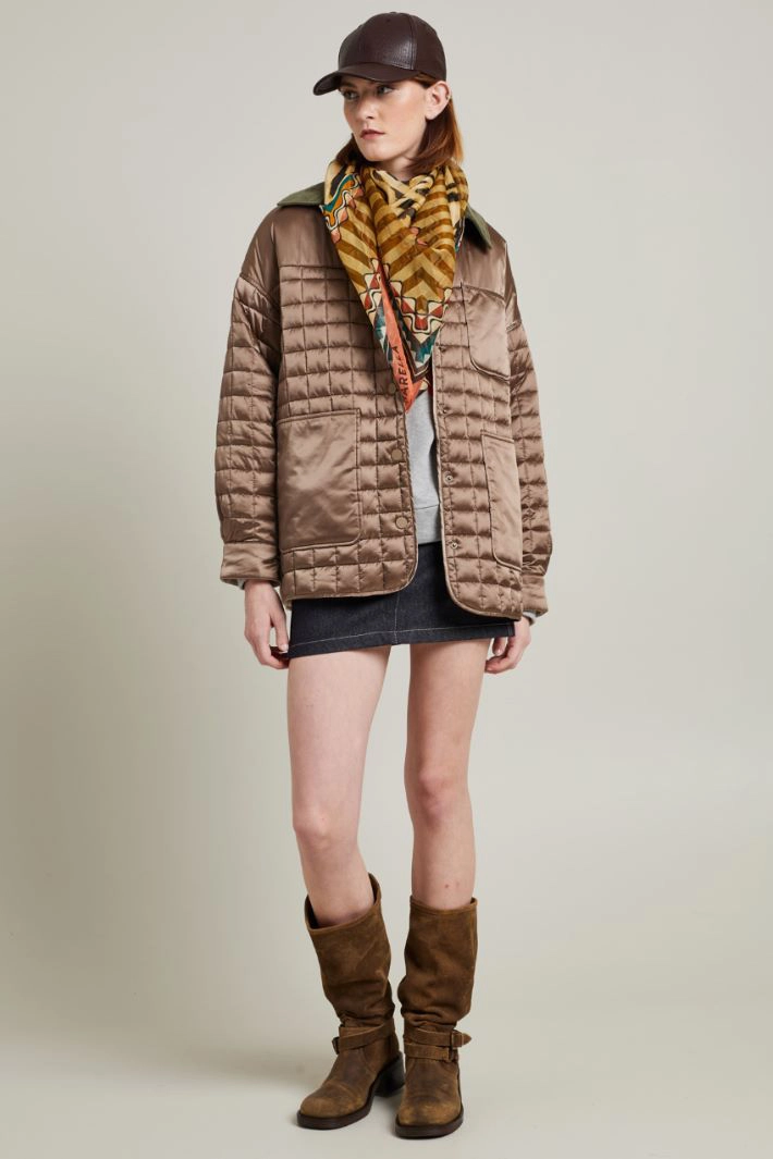 Quilted shirt-style jacket - BRONZE CHAMPAGNE