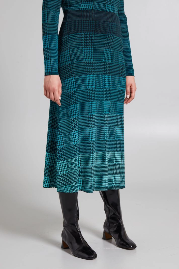 Flared jacquard skirt - GREEN BLACK
