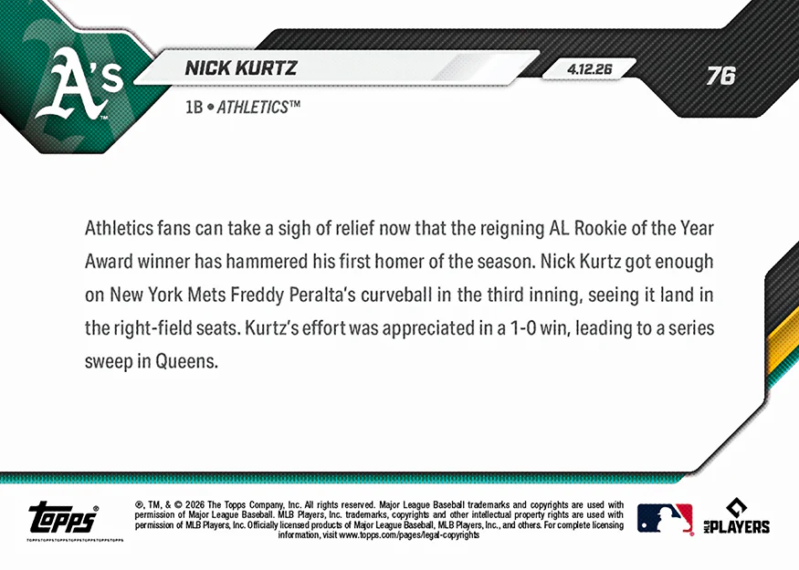 Nick Kurtz - 2026 MLB Topps NOW® - Card 76