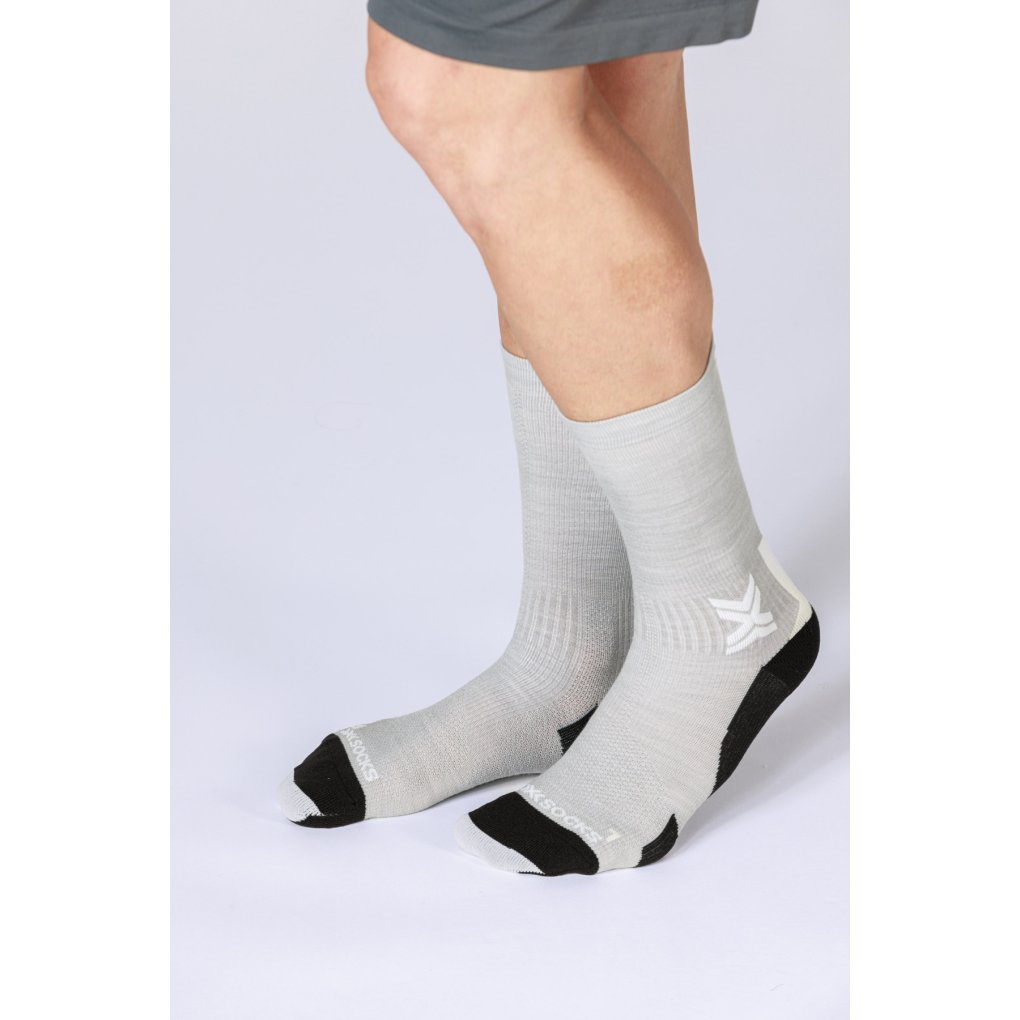 X-Socks Run Discover Merino Crew Socks - seal grey/light sand