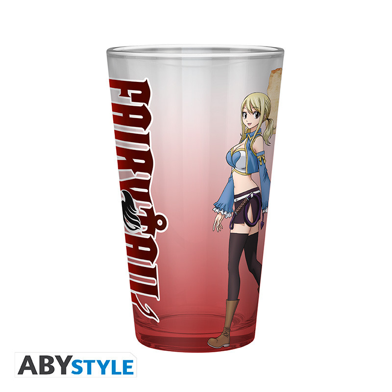 FAIRY TAIL Large Glass Natsu, Lucy, Happy & Plue S7