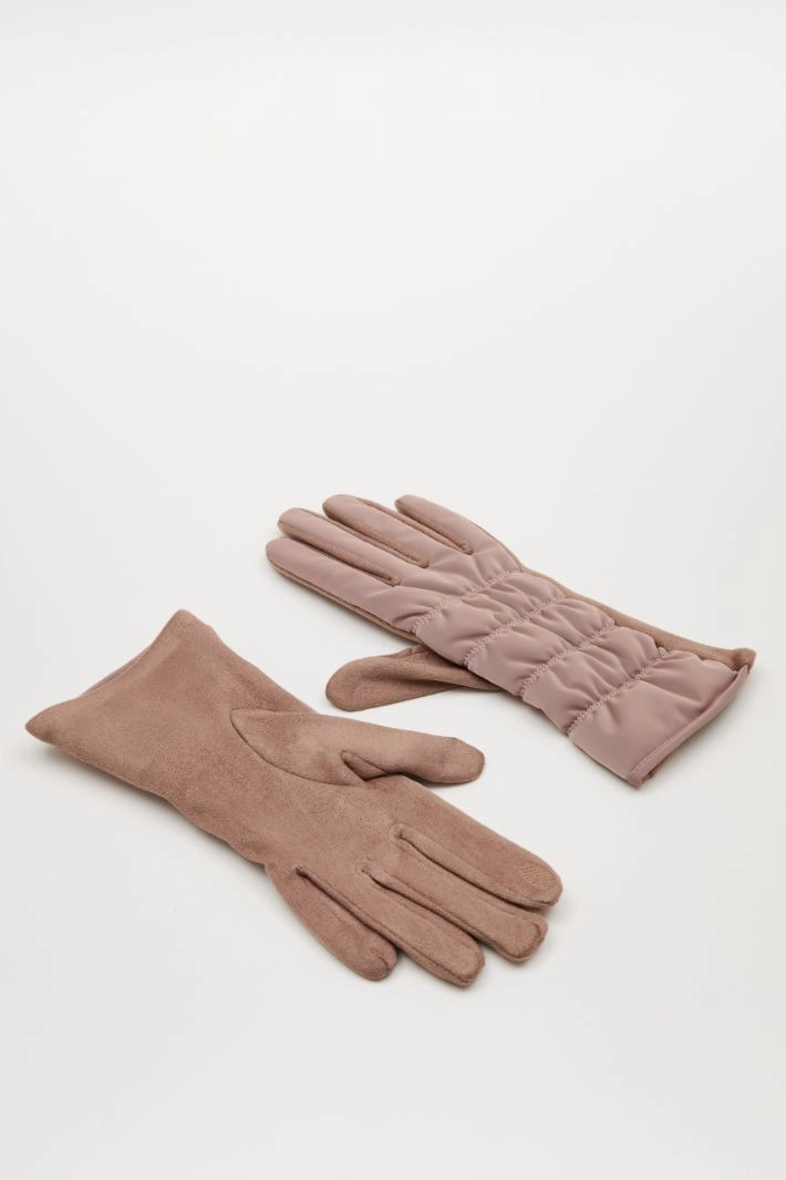 Waxed effect gloves - MAUVE