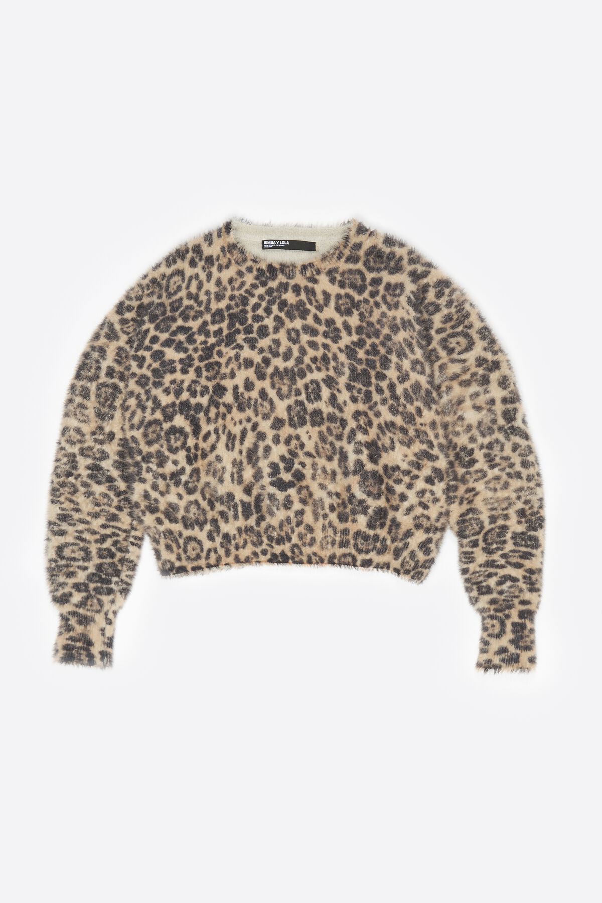 Beige Leopard fur balloon sweater
