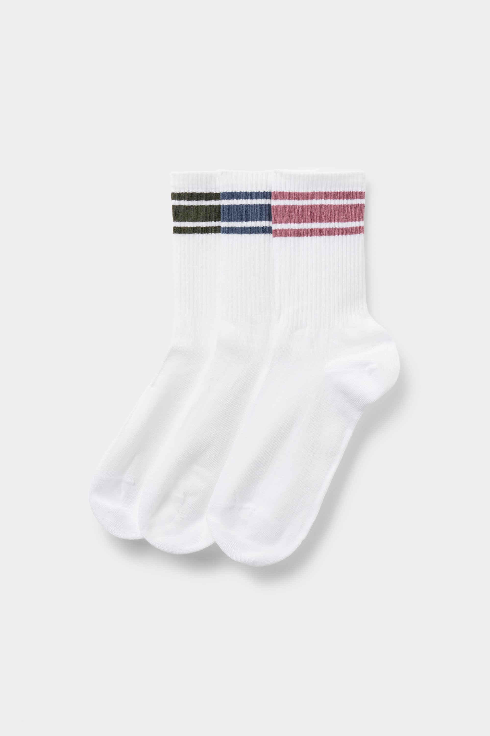 3 Pairs of Women’s Short Cotton Sports Socks with Stripe