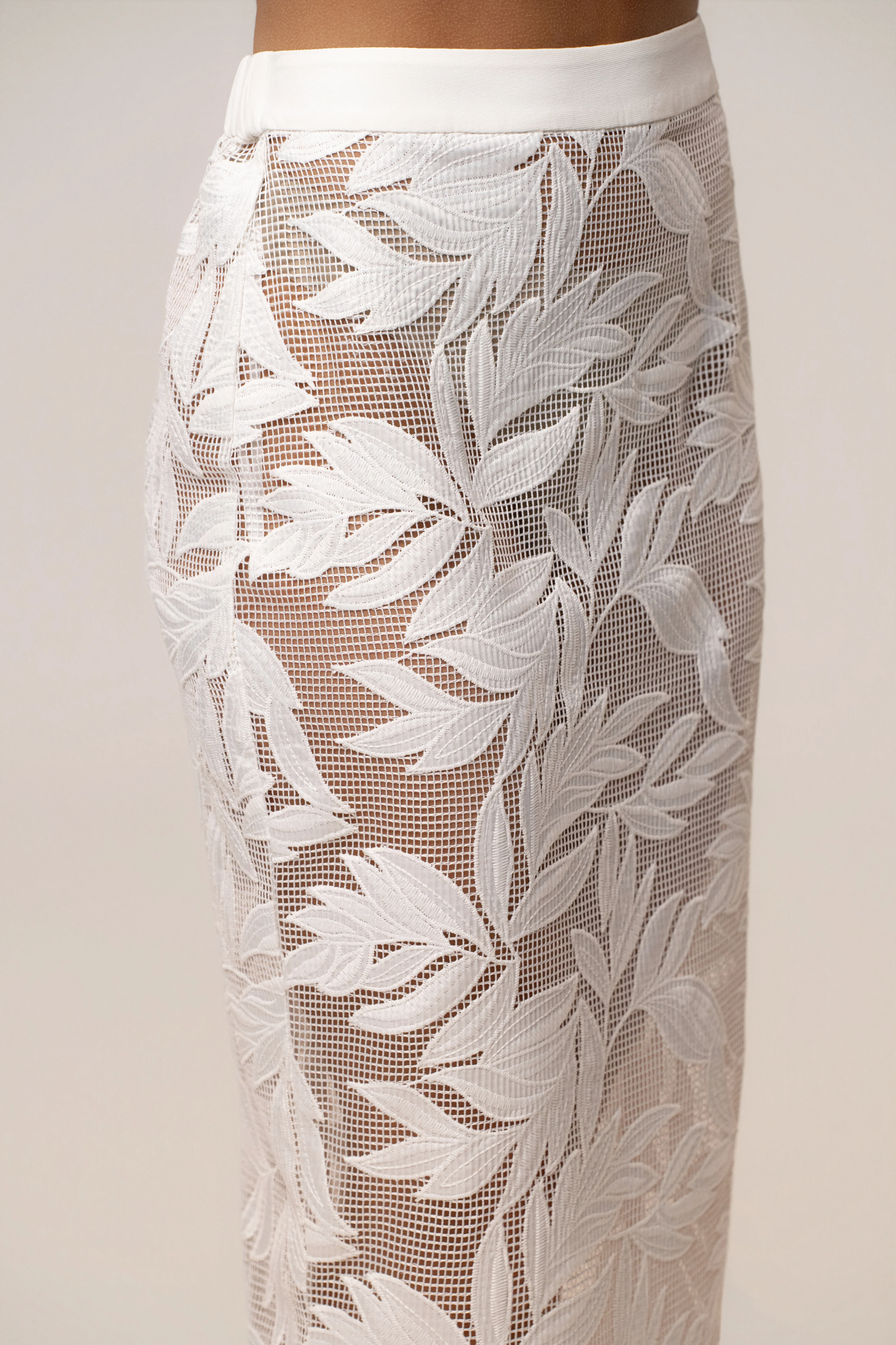 White Bali Nights Embroidered  Skirt