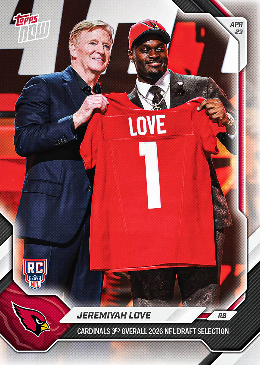 Jeremiyah Love  - 2026 NFL Topps NOW® - Card JLOV - PR: 18430