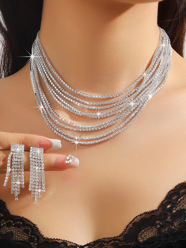 Layered Drop Earrings Necklaces Accessories