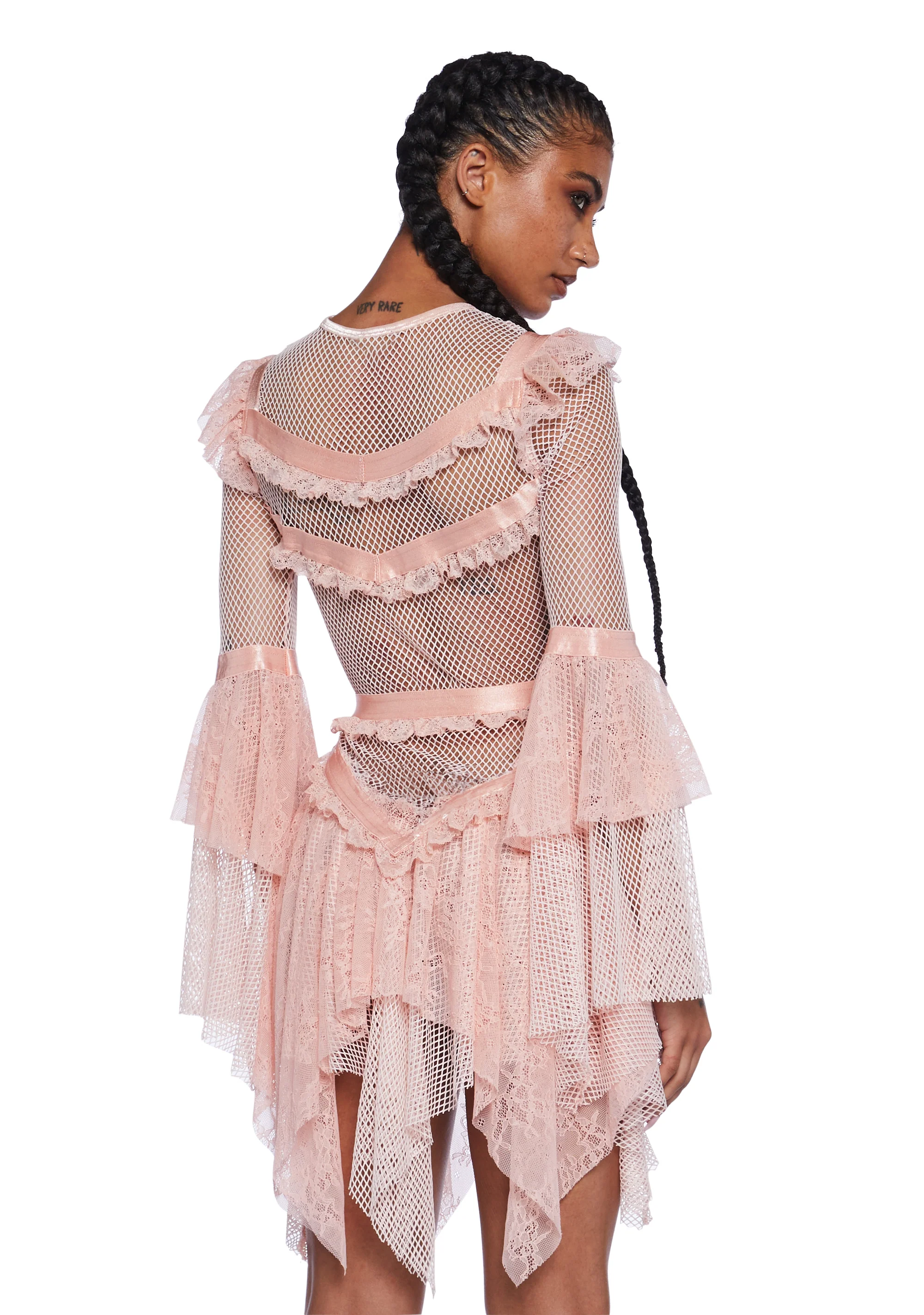Saints & Sinners Fishnet Mini Dress - Pink