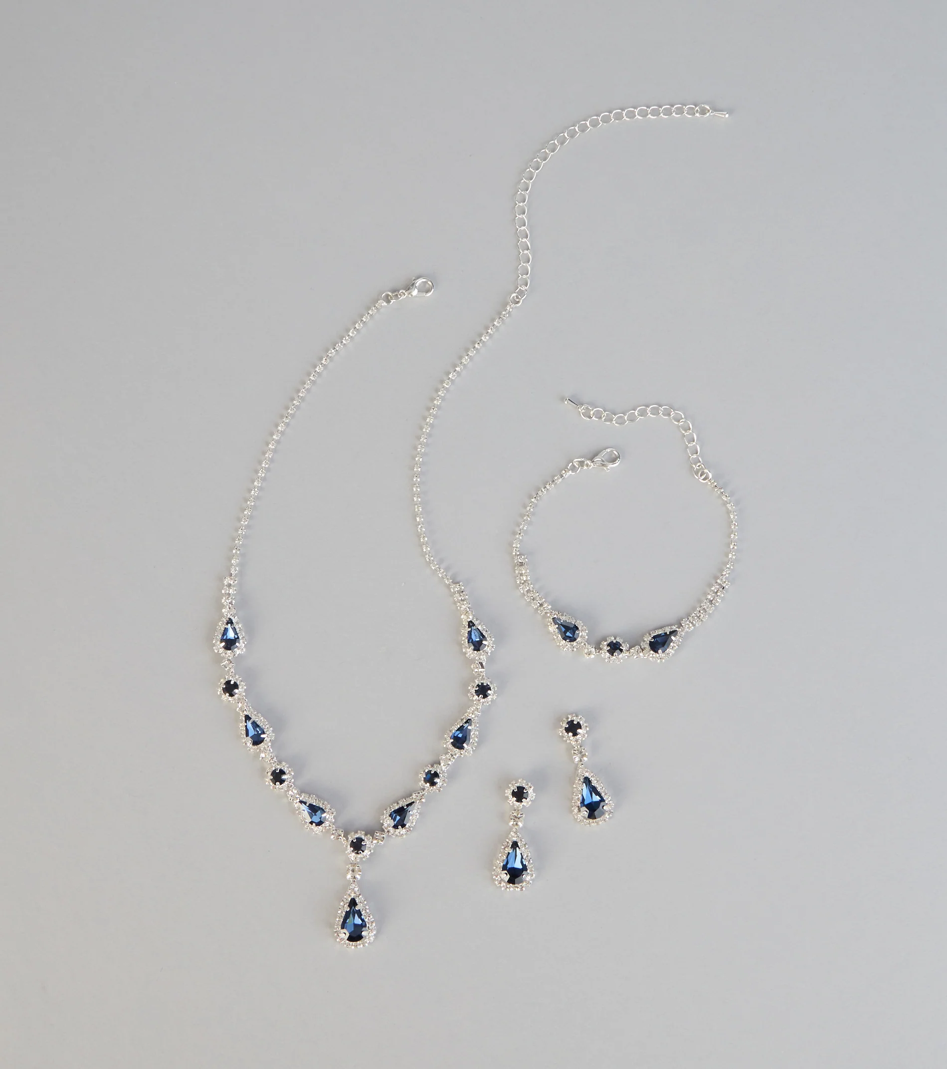 Sapphire Shine Necklace And Earrings Set