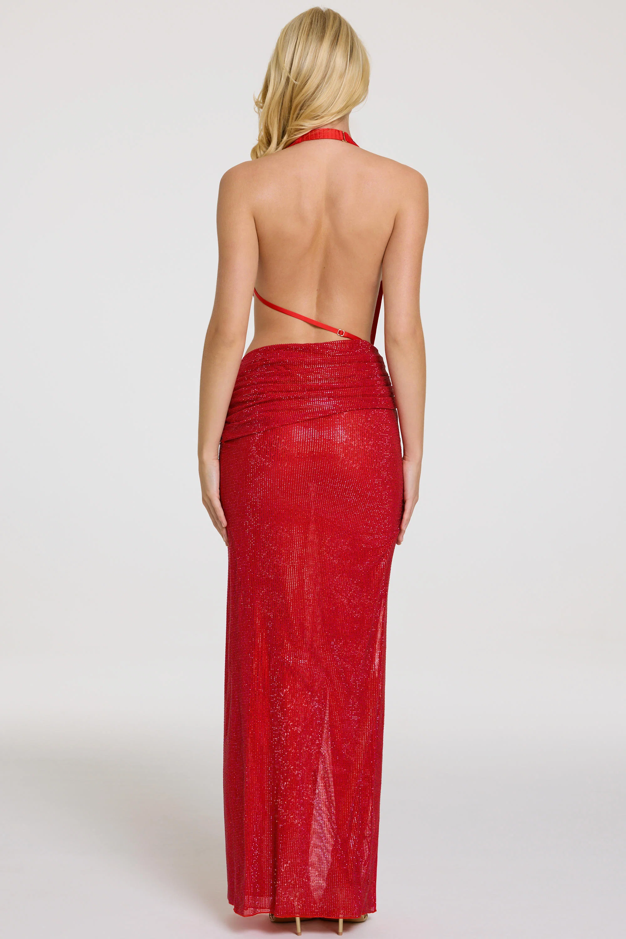 Embellished Maxi Dress in Red