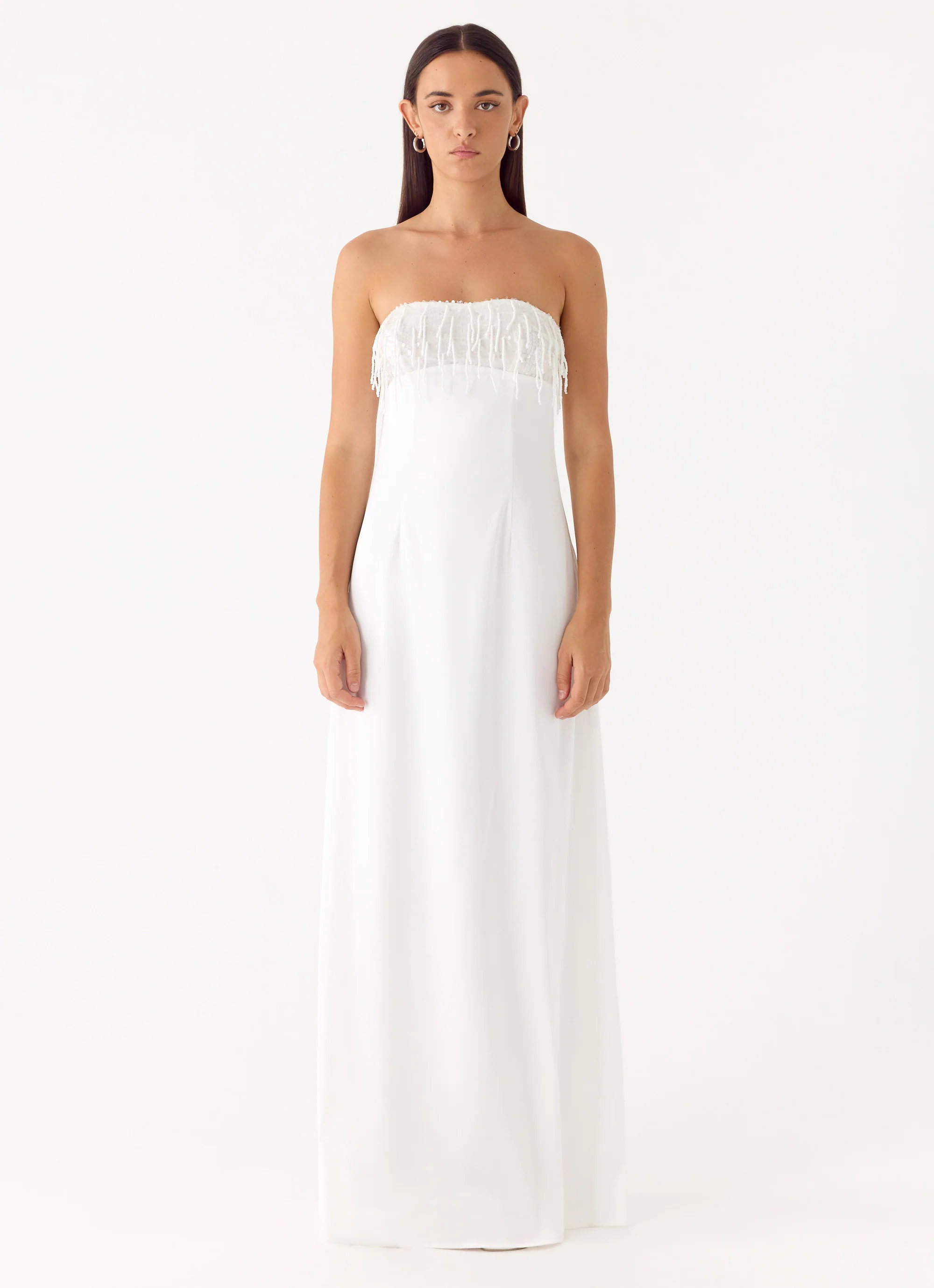 Miftie Beaded Sequin Maxi Dress - White