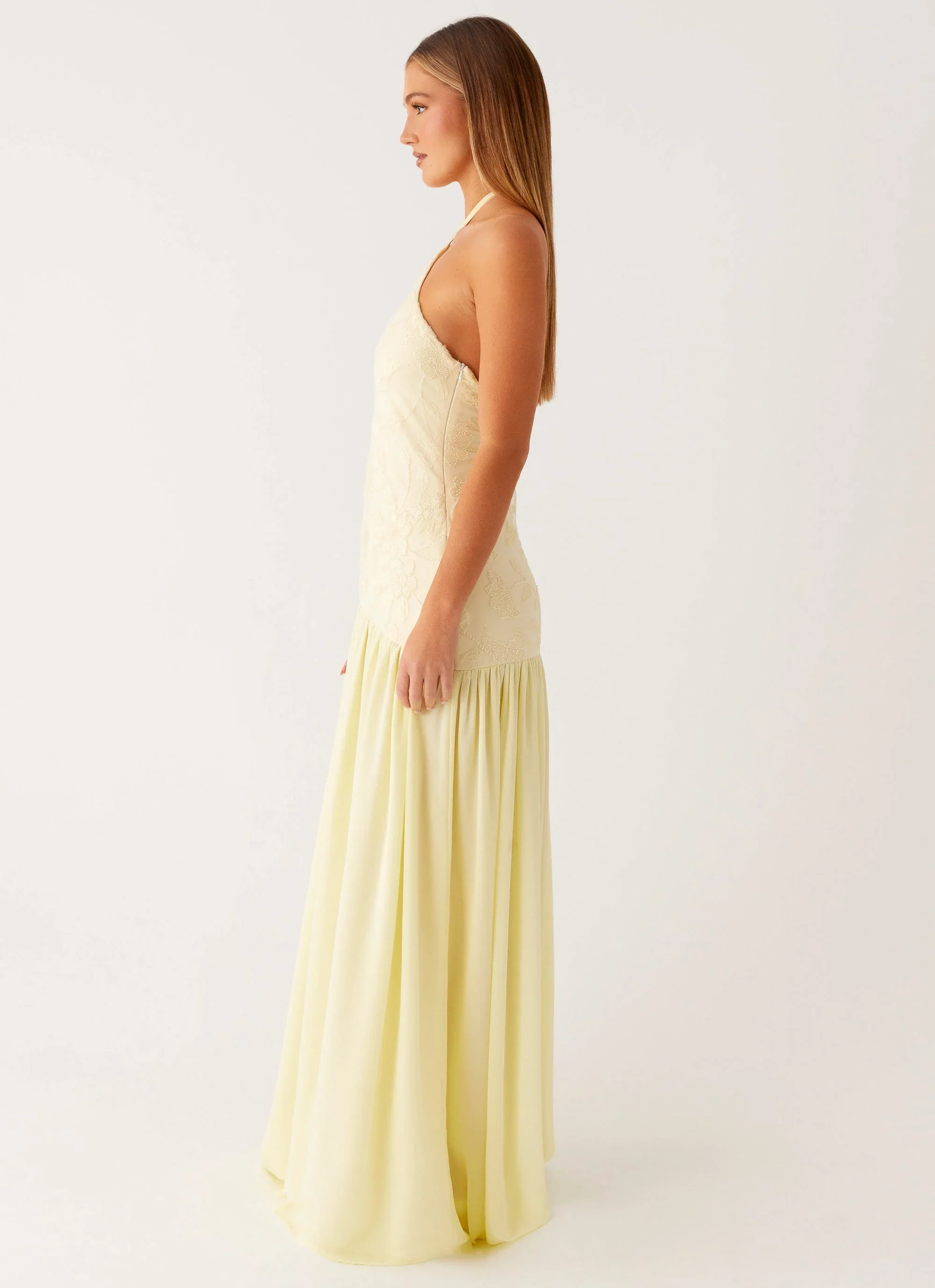 Janelle Beaded Maxi Dress - Yellow